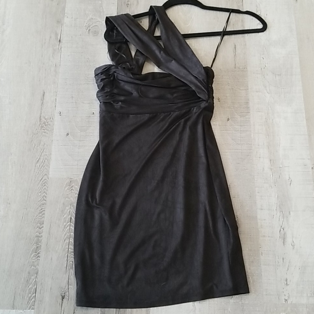 Asymmetrical Black Mini Dress